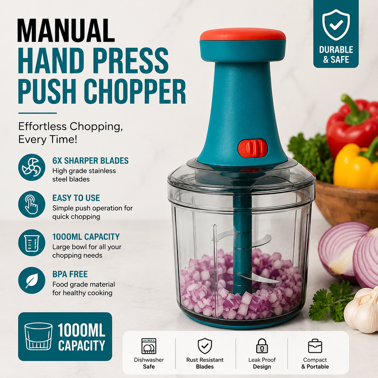 Manual Hand Press Push Chopper