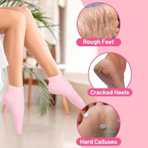 Silicone Moisturizing Socks Anti Slip Aloe Socks for Dry Cracked Feet  (Pack of 2 Pair)