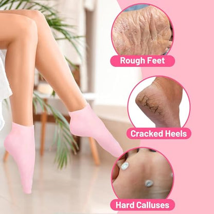 Silicone Moisturizing Socks Anti Slip Aloe Socks for Dry Cracked Feet  (Pack of 2 Pair)
