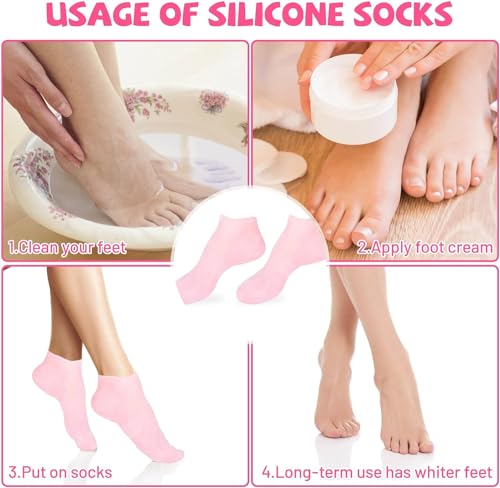 Silicone Moisturizing Socks Anti Slip Aloe Socks for Dry Cracked Feet  (Pack of 2 Pair)