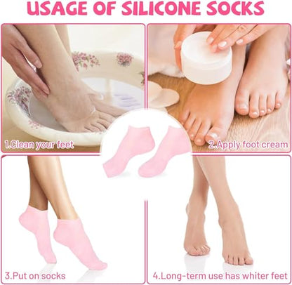 Silicone Moisturizing Socks Anti Slip Aloe Socks for Dry Cracked Feet  (Pack of 2 Pair)