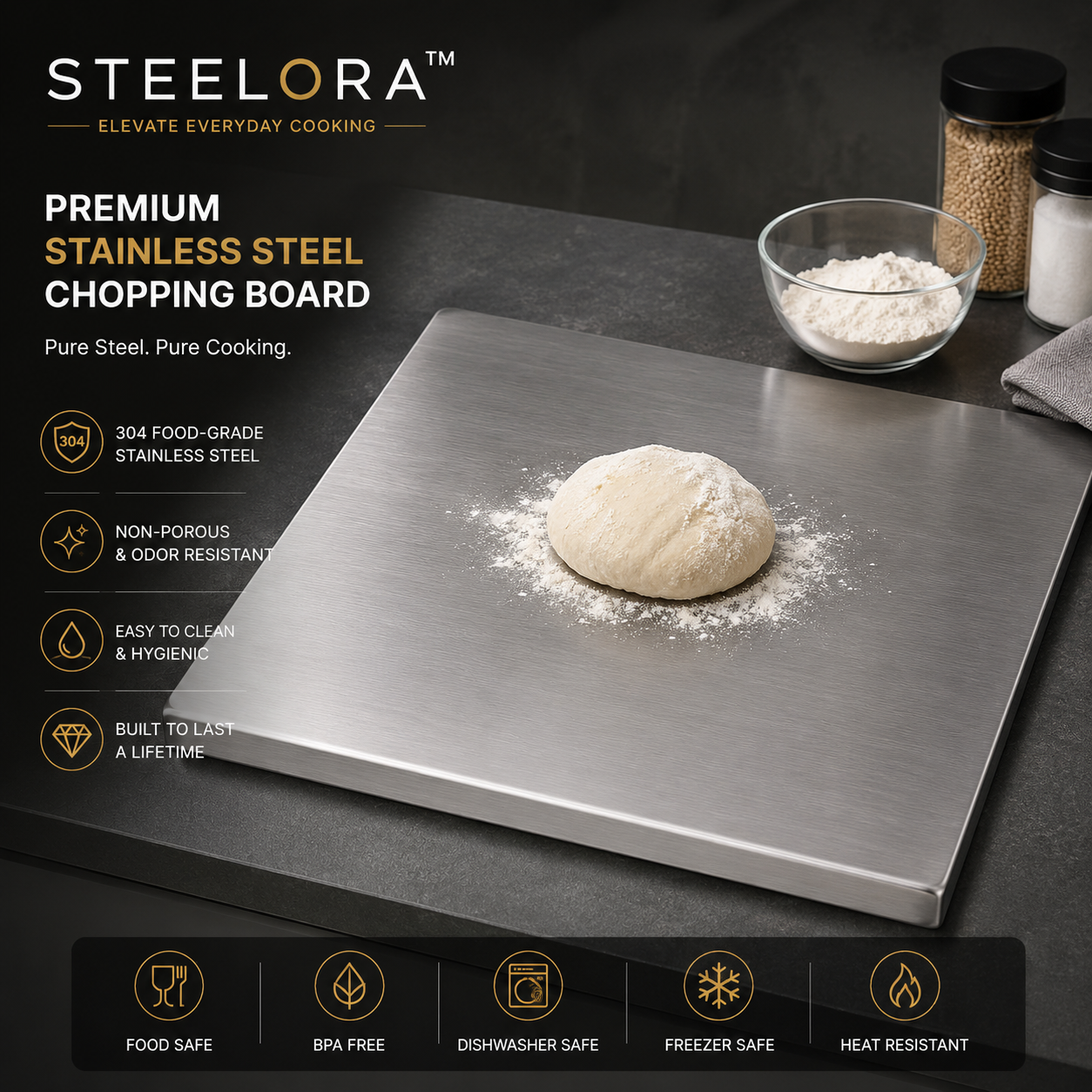 STEELORA™  Board With  Premium Stainless Steel