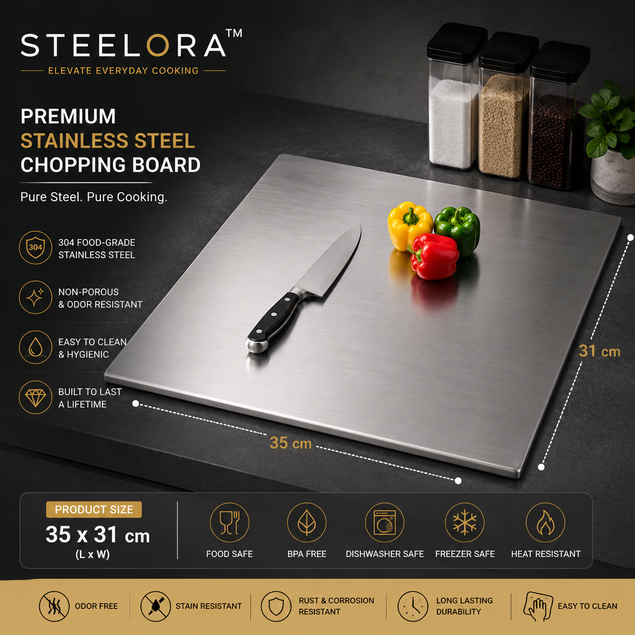 STEELORA™  Board With  Premium Stainless Steel