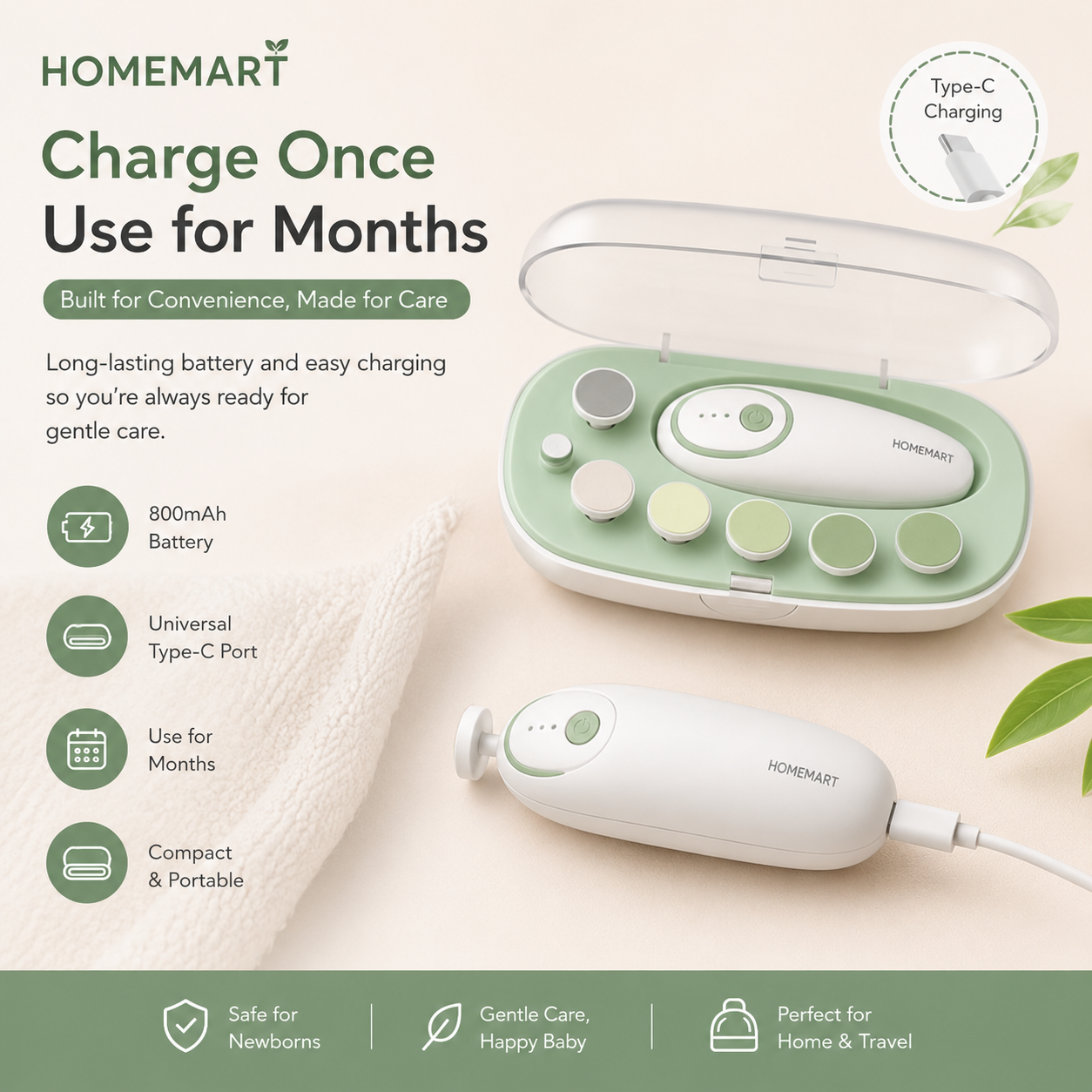 Gentle Baby Nail Trimmer Electric Rechargeable