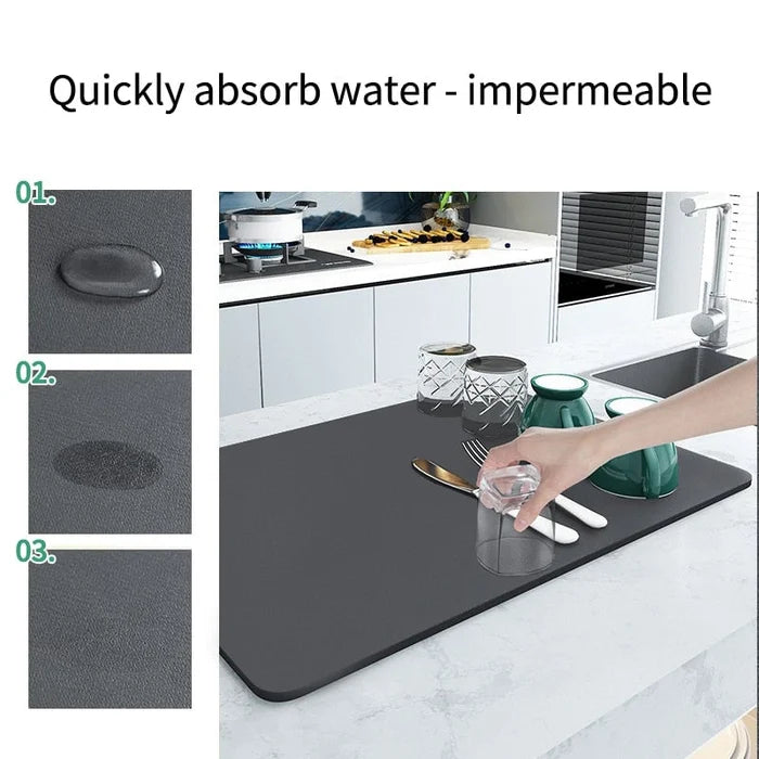 Silicon Drying mat for Kitchen, Water Absorbent Mat (Buy1 Get1 Free PACK OF 2)