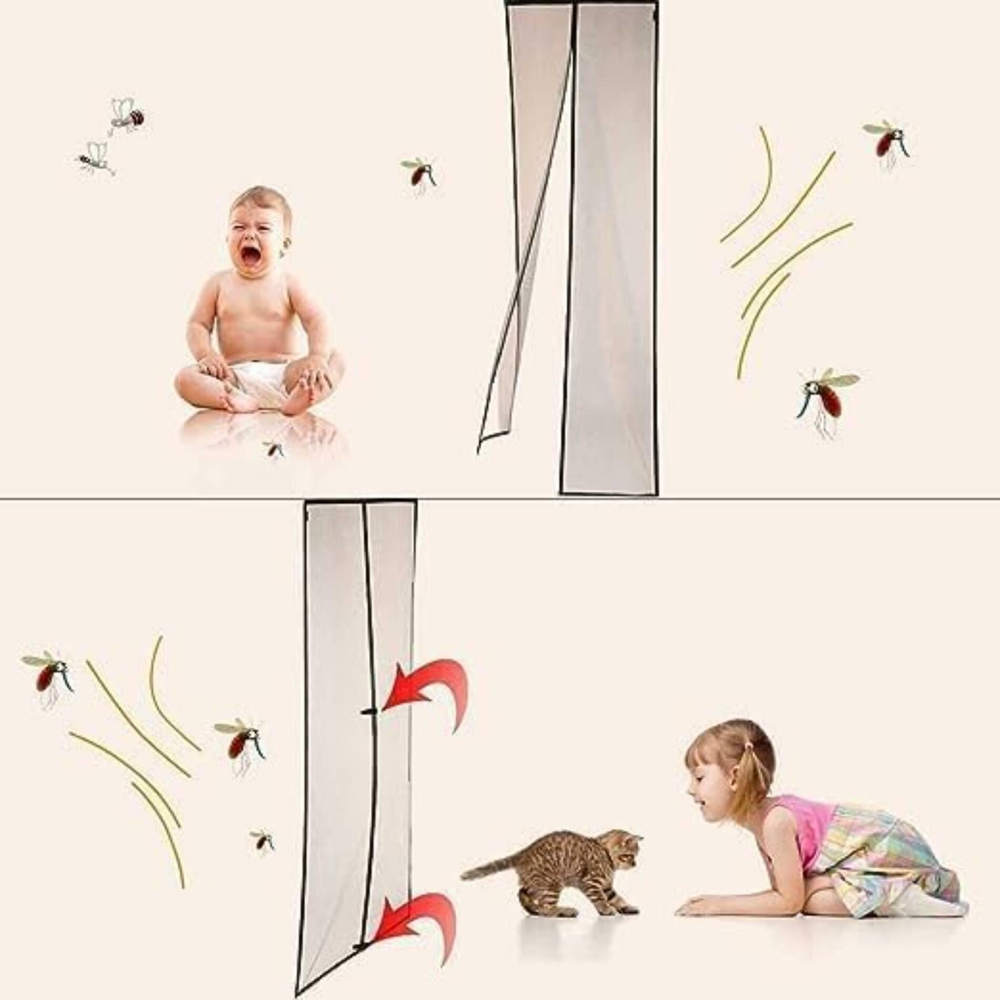 Magic Mesh Magnetic Mosquito Screen Door Net  ( Buy1 Get1 Free Pack Of 2 )
