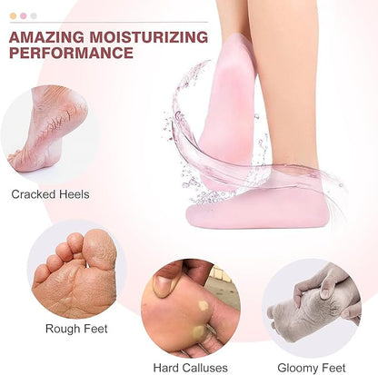 Silicone Moisturizing Socks Anti Slip Aloe Socks for Dry Cracked Feet  (Pack of 2 Pair)